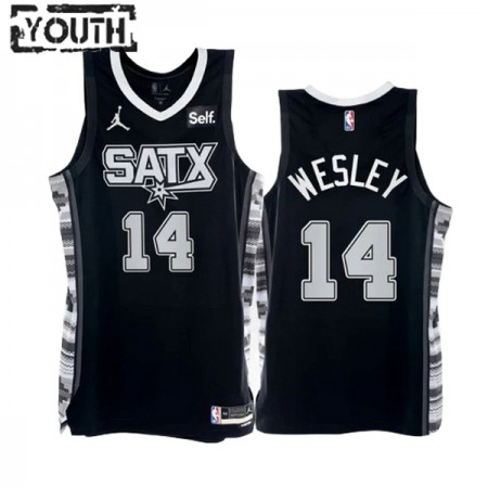 NBA Børn Trøje San Antonio Spurs Blake Wesley 14 2022-23 Jordan Statement Edition Sort Swingman